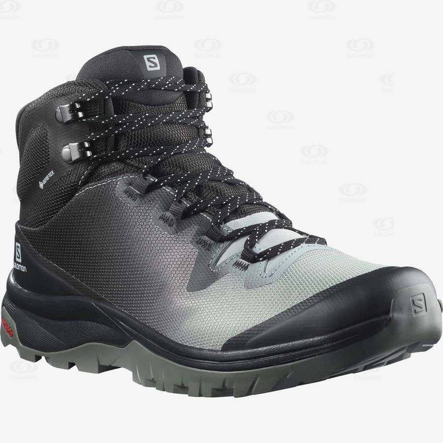 Black / White Salomon VAYA MID GORE-TEX Women's Hiking Shoes | US-O1901