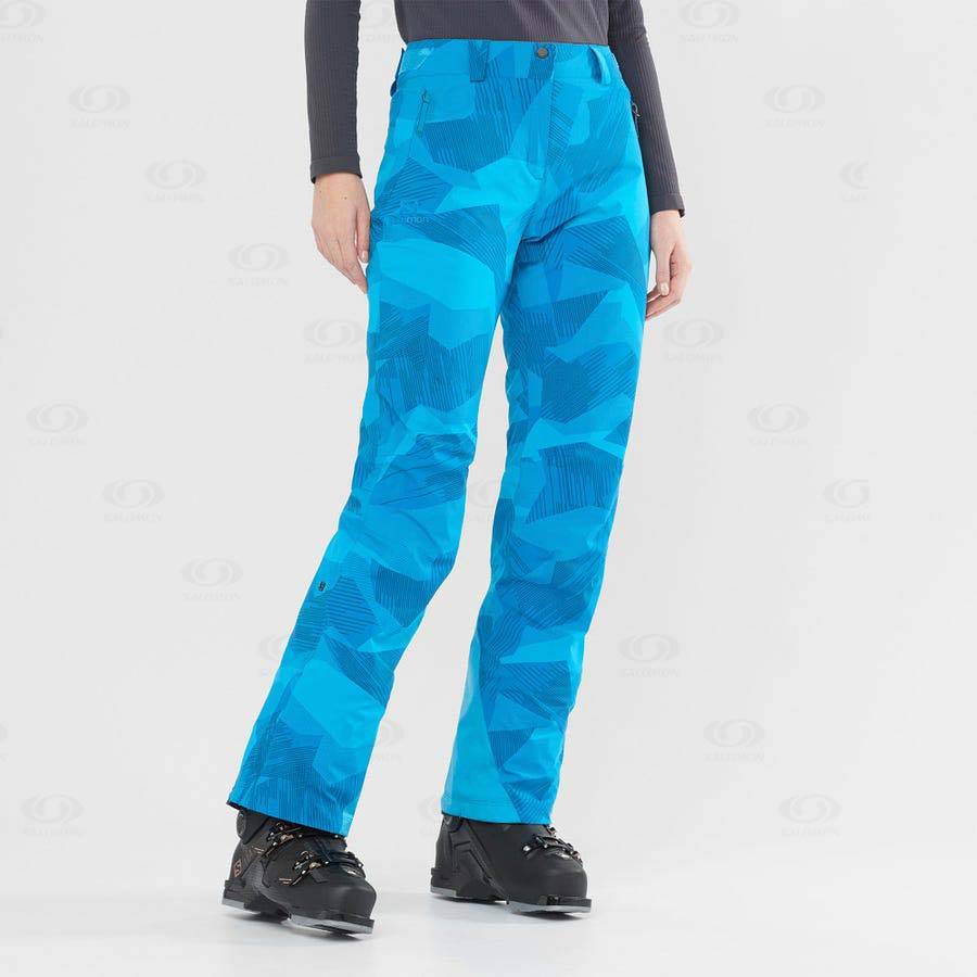 Blue / Black Salomon THE BRILLIANT Women's Ski Pants | US-O2099