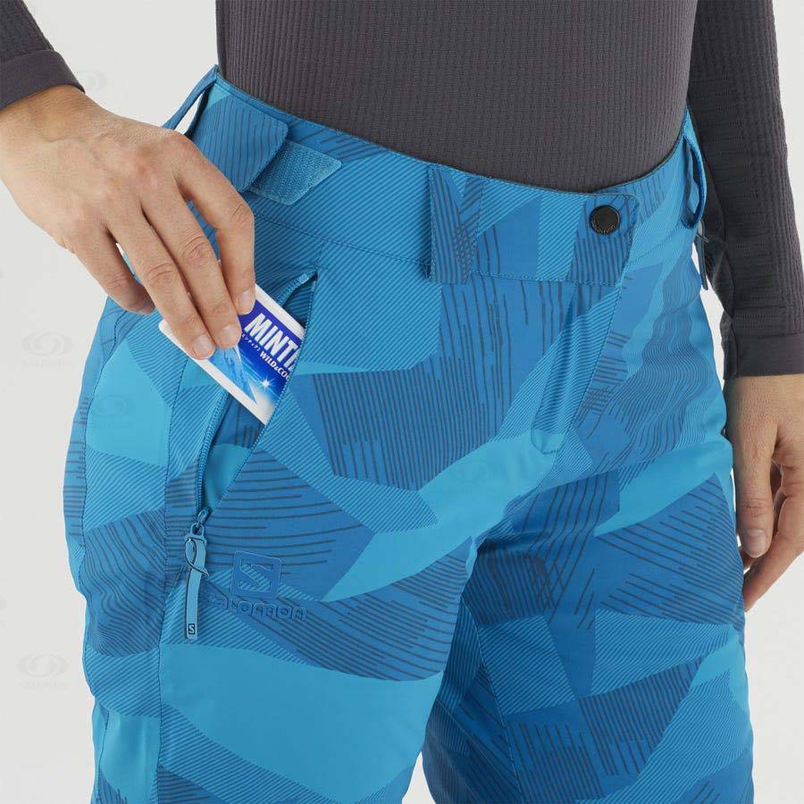 Blue / Black Salomon THE BRILLIANT Women's Ski Pants | US-O2099