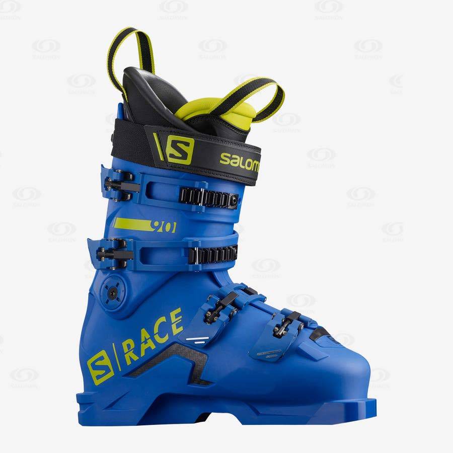 Blue / Green / Black Salomon S/RACE 90 kids Ski Boots | US-N1757