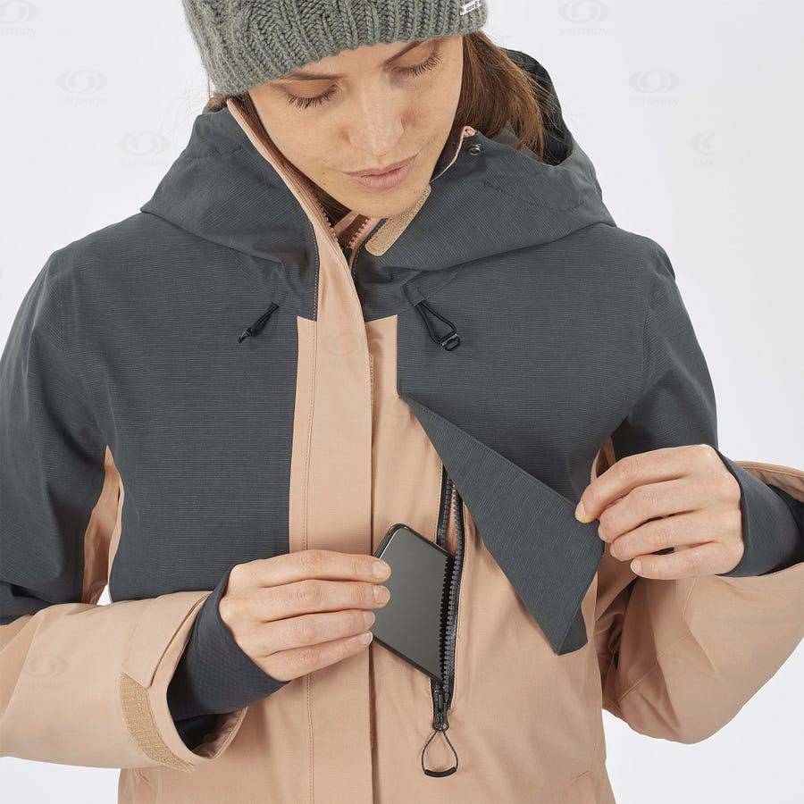 Brown Salomon PROOF LIGHT Women's Ski Jackets | US-A1878