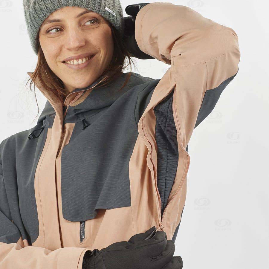 Brown Salomon PROOF LIGHT Women's Ski Jackets | US-A1878