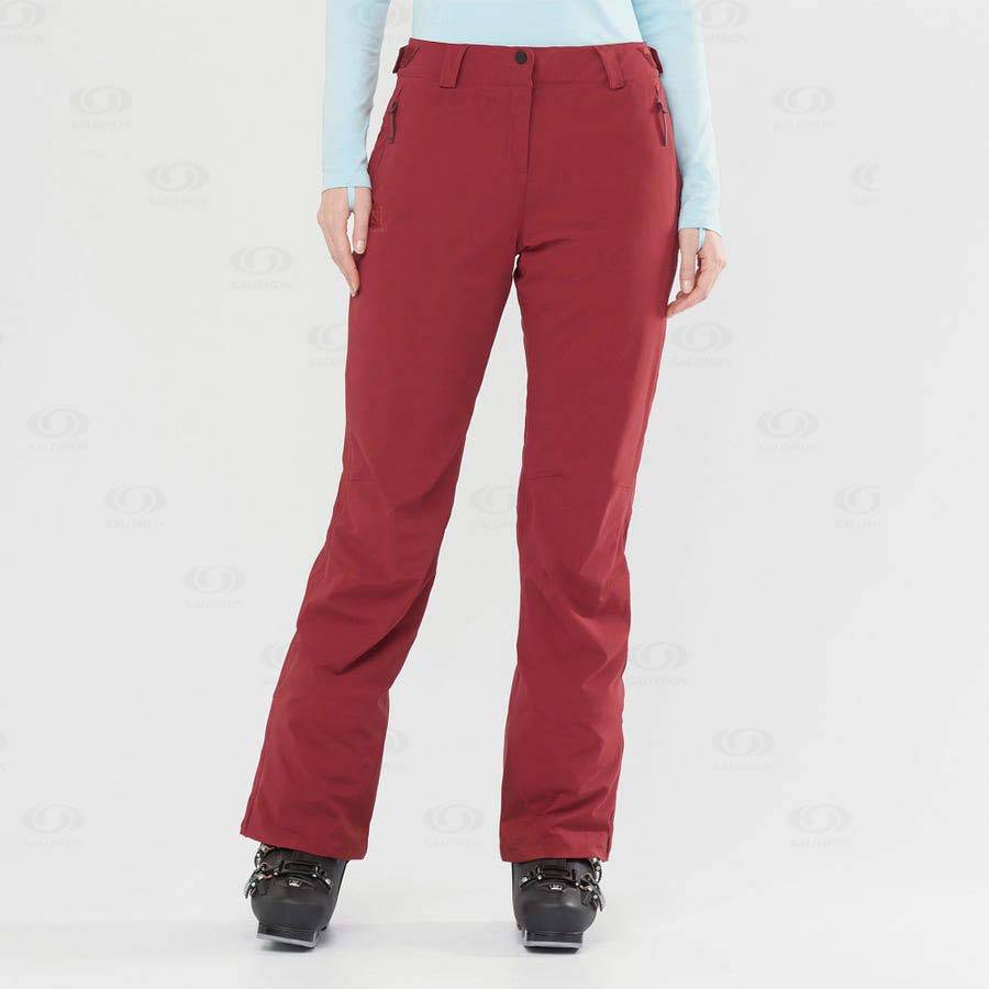 Burgundy Salomon THE BRILLIANT Women's Ski Pants | US-S1044