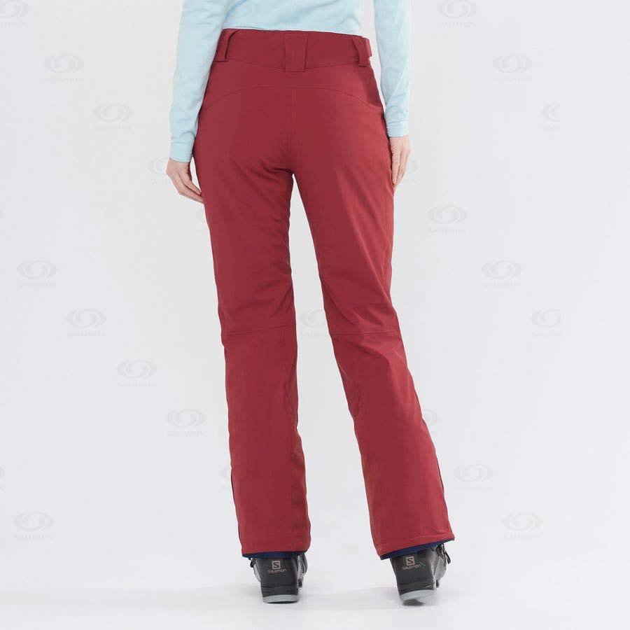 Burgundy Salomon THE BRILLIANT Women's Ski Pants | US-S1044