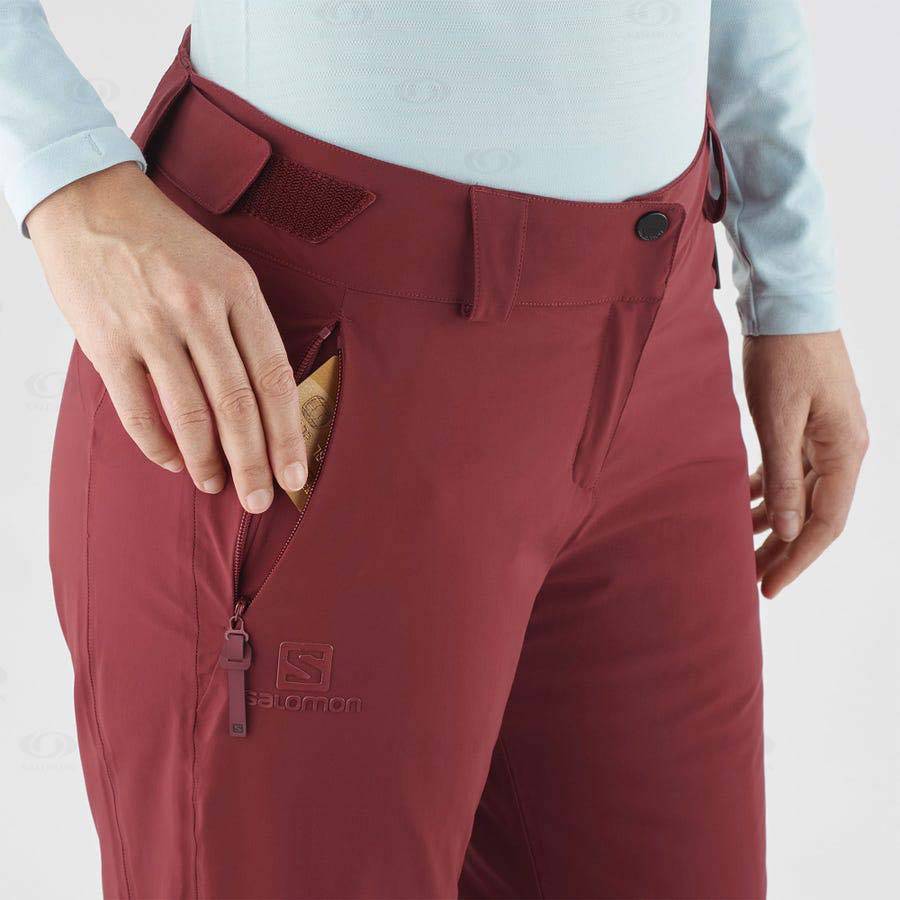 Burgundy Salomon THE BRILLIANT Women's Ski Pants | US-S1044