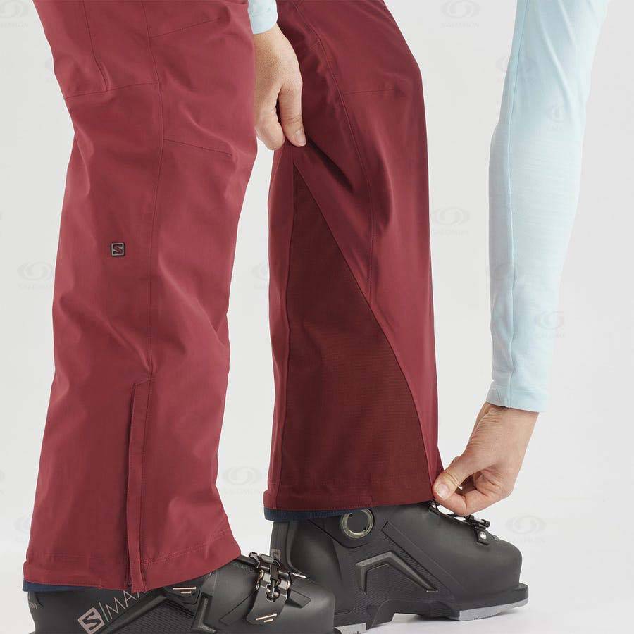 Burgundy Salomon THE BRILLIANT Women's Ski Pants | US-S1044