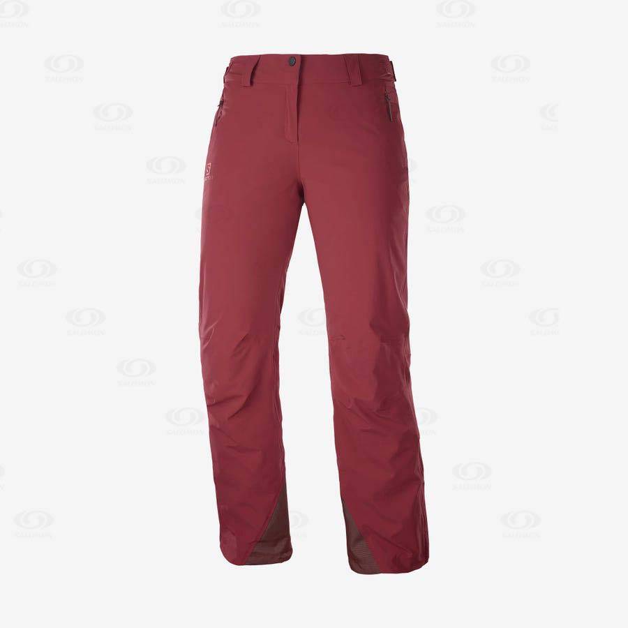 Burgundy Salomon THE BRILLIANT Women\'s Ski Pants | US-S1044