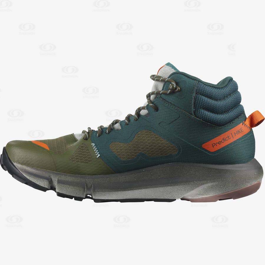 Deep Green / Olive Salomon PREDICT HIKE MID GORE-TEX Men's Hiking Shoes | US-O2526