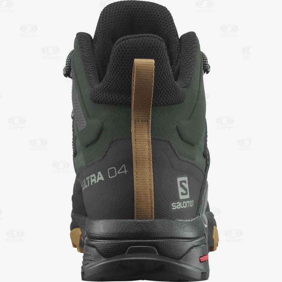 Green / Black Salomon X ULTRA 4 MID GORE-TEX Men's Waterproof Shoes | US-M1993