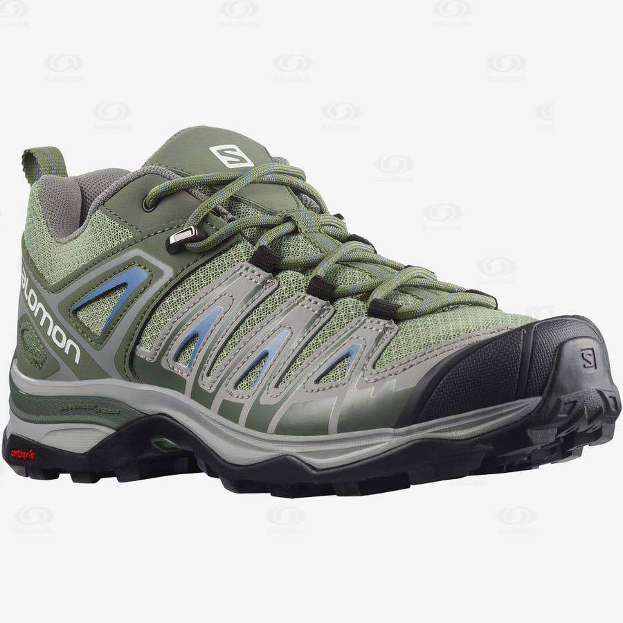 Green / Grey Salomon X ULTRA PIONEER Women's Hiking Shoes | US-W1390