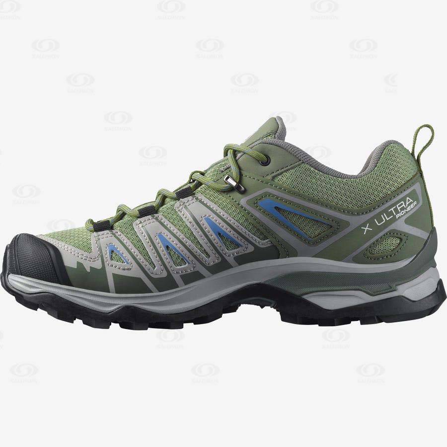 Green / Grey Salomon X ULTRA PIONEER Women's Hiking Shoes | US-W1390