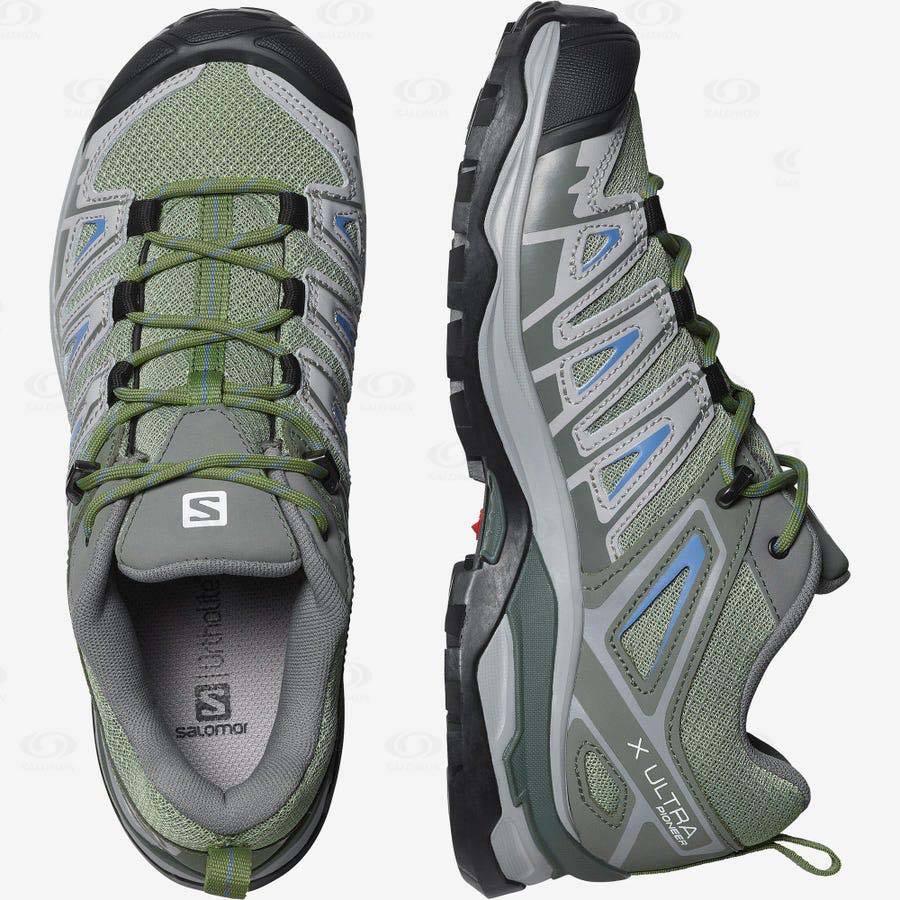 Green / Grey Salomon X ULTRA PIONEER Women's Hiking Shoes | US-W1390