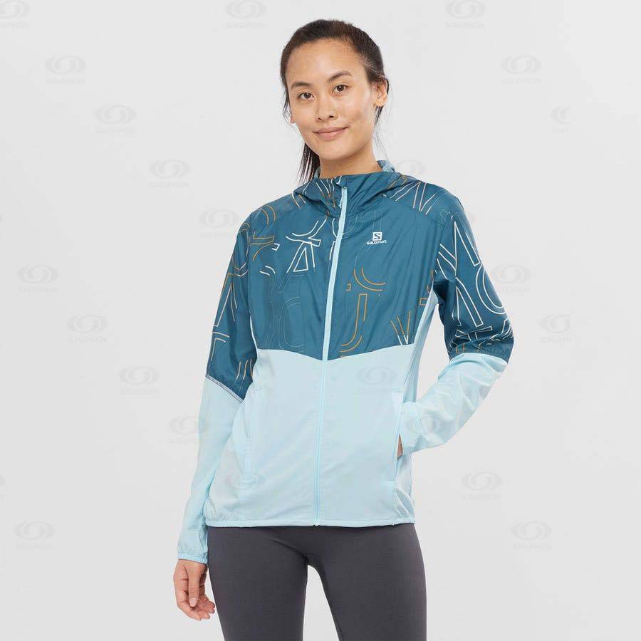 Green Salomon AGILE WIND Women's Windbreakers Jacket | US-N1316