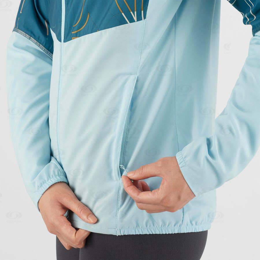 Green Salomon AGILE WIND Women's Windbreakers Jacket | US-N1316