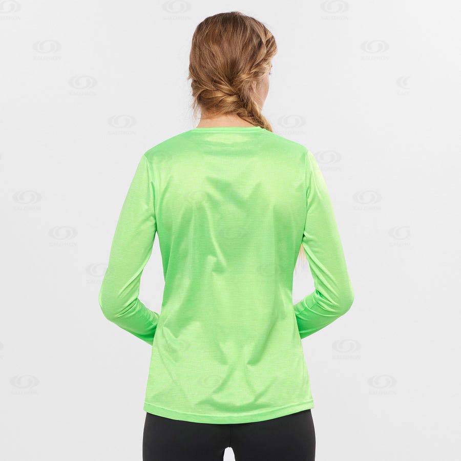 Green Salomon AGILE Women's T Shirts | US-O1721