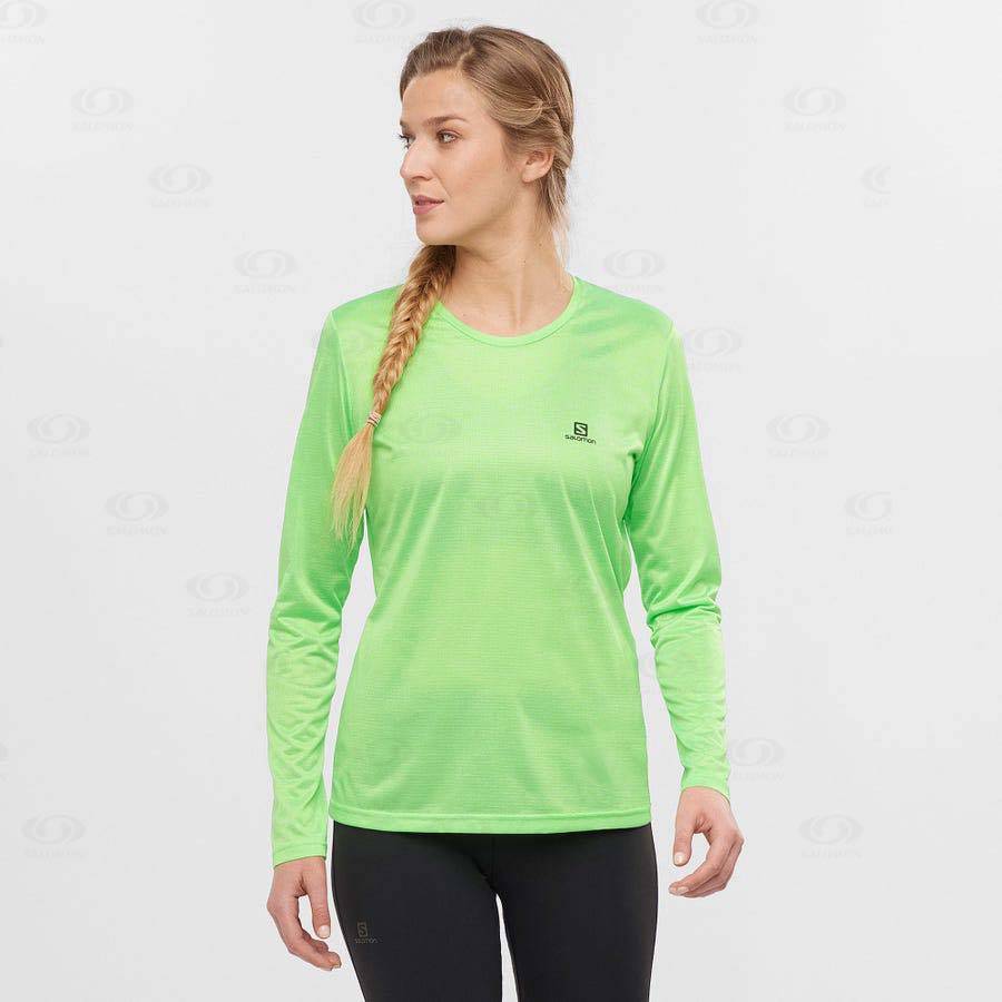 Green Salomon AGILE Women's T Shirts | US-O1721