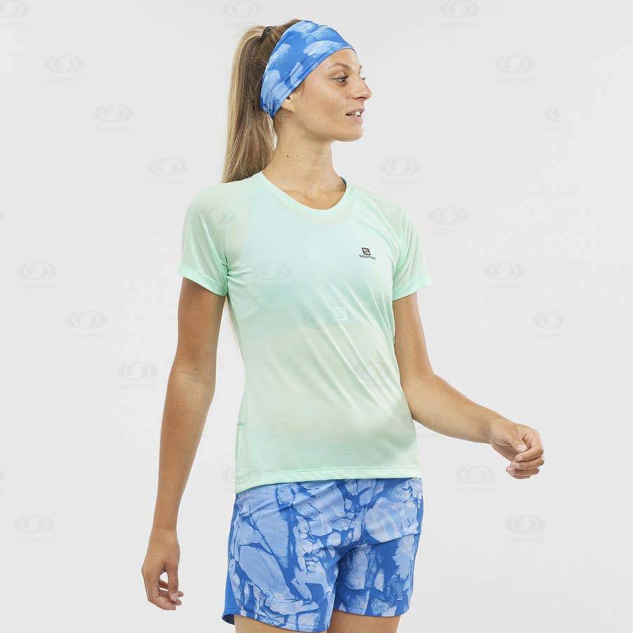 Green Salomon CROSS REBEL Women's T Shirts | US-N1379