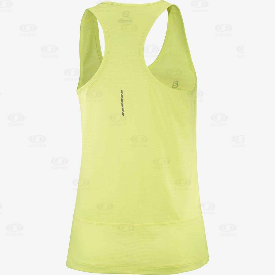 Green Salomon CROSS RUN Women's T Shirts | US-M1608