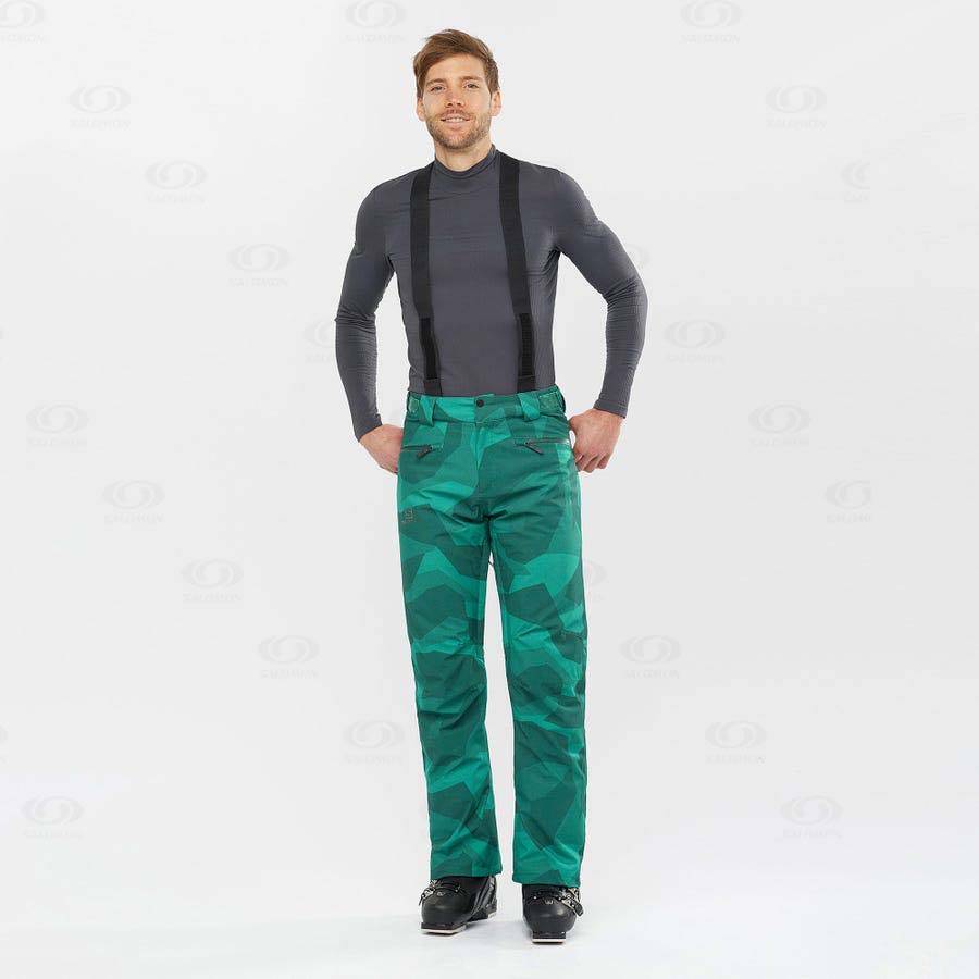 Green Salomon EDGE Men's Ski Pants | US-M1650