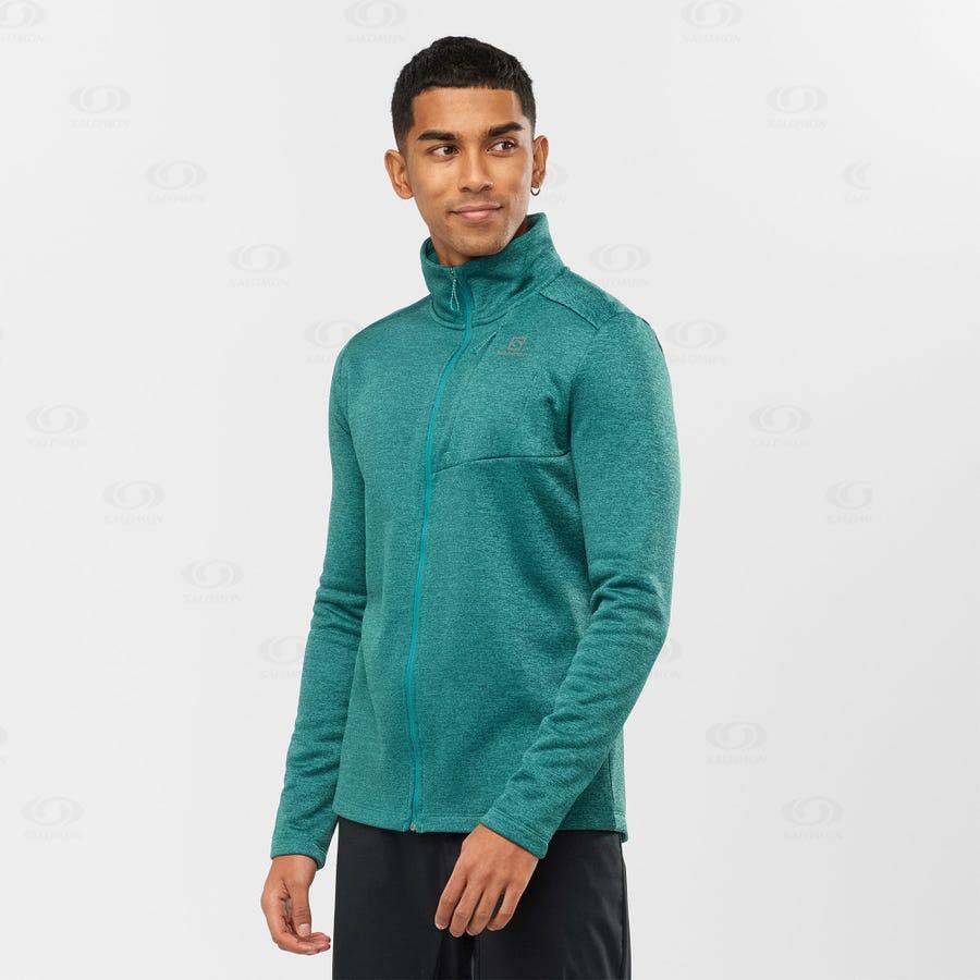 Green Salomon ESSENTIAL LIGHTWARM HEATHER Men's Hoodie | US-A1948