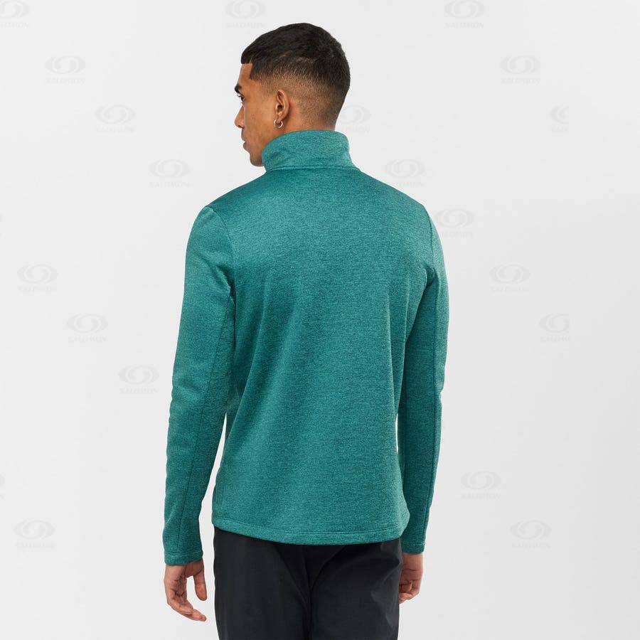 Green Salomon ESSENTIAL LIGHTWARM HEATHER Men's Hoodie | US-A1948