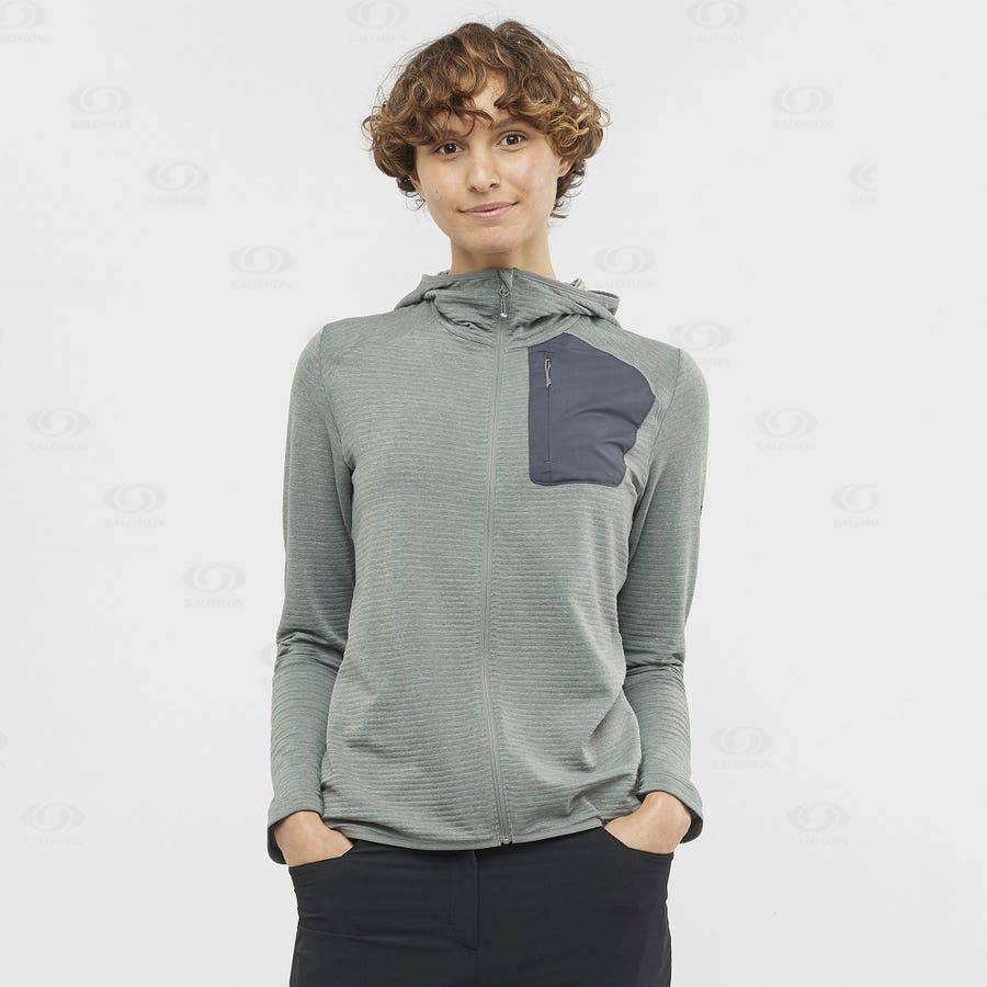 Green Salomon ESSENTIAL LIGHTWARM HOODED Women's Hoodie | US-M1965