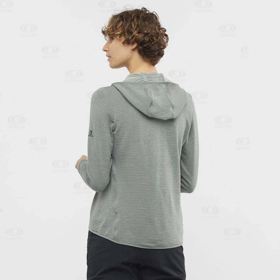 Green Salomon ESSENTIAL LIGHTWARM HOODED Women's Hoodie | US-M1965