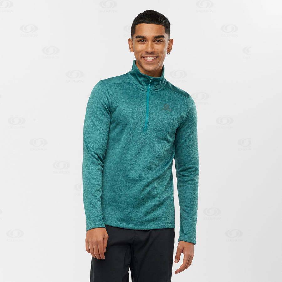 Green Salomon ESSENTIAL LIGHTWARM SEAMLESS Men's Hoodie | US-N2471