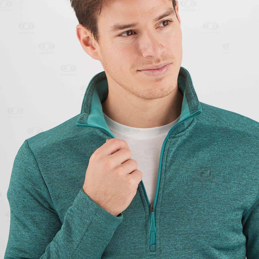 Green Salomon ESSENTIAL LIGHTWARM SEAMLESS Men's Hoodie | US-N2471