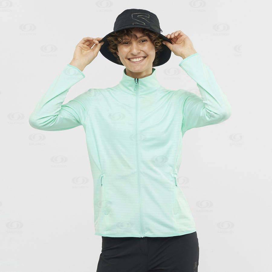 Green Salomon ESSENTIAL LIGHTWARM Women's Hoodie | US-L1459