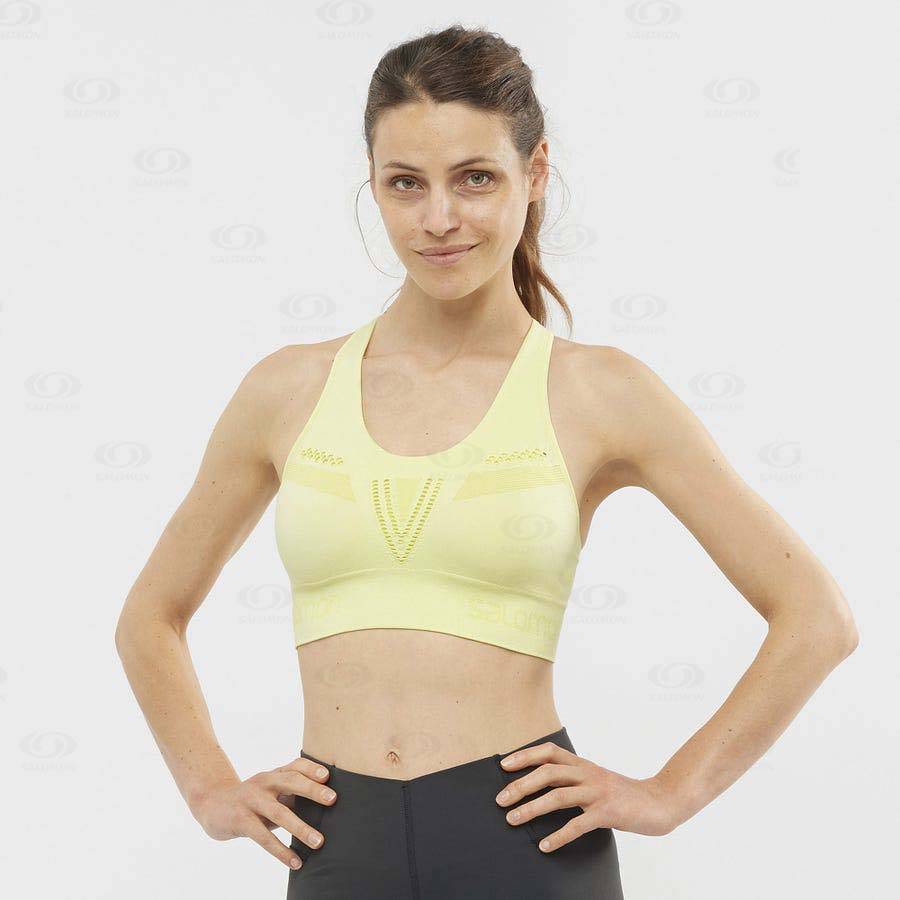 Green Salomon ESSENTIAL MOVE ON SEAMLESS Women's Sports Bras | US-N1981