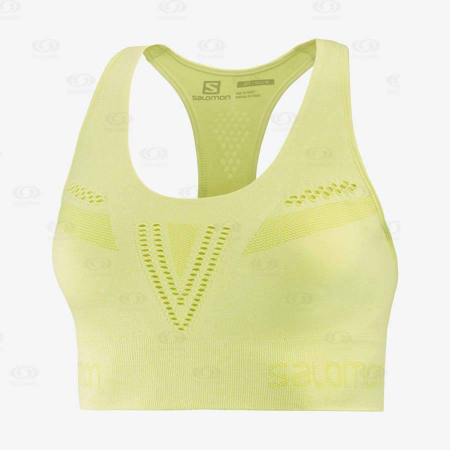 Green Salomon ESSENTIAL MOVE ON SEAMLESS Women\'s Sports Bras | US-N1981