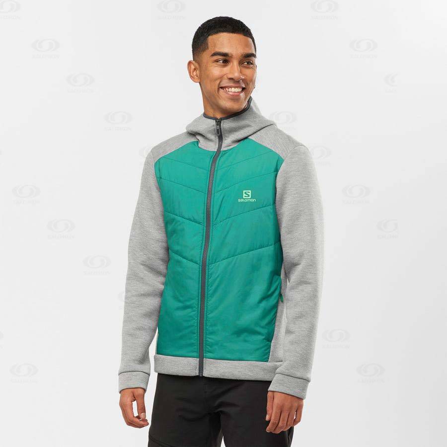 Green Salomon ESSENTIAL XWARM HYBRID Men's Hoodie | US-M1055