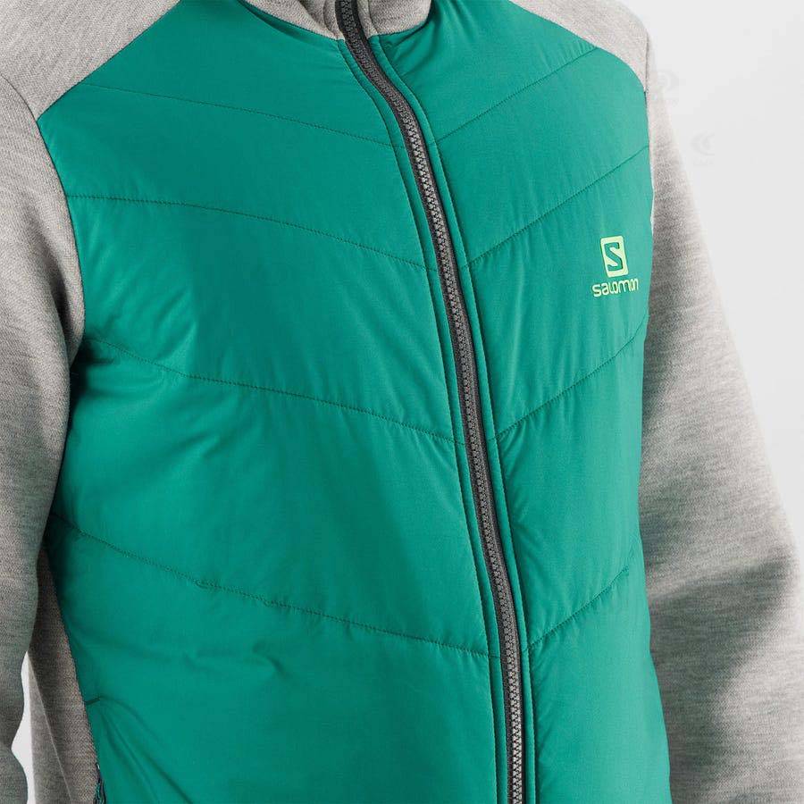 Green Salomon ESSENTIAL XWARM HYBRID Men's Hoodie | US-M1055