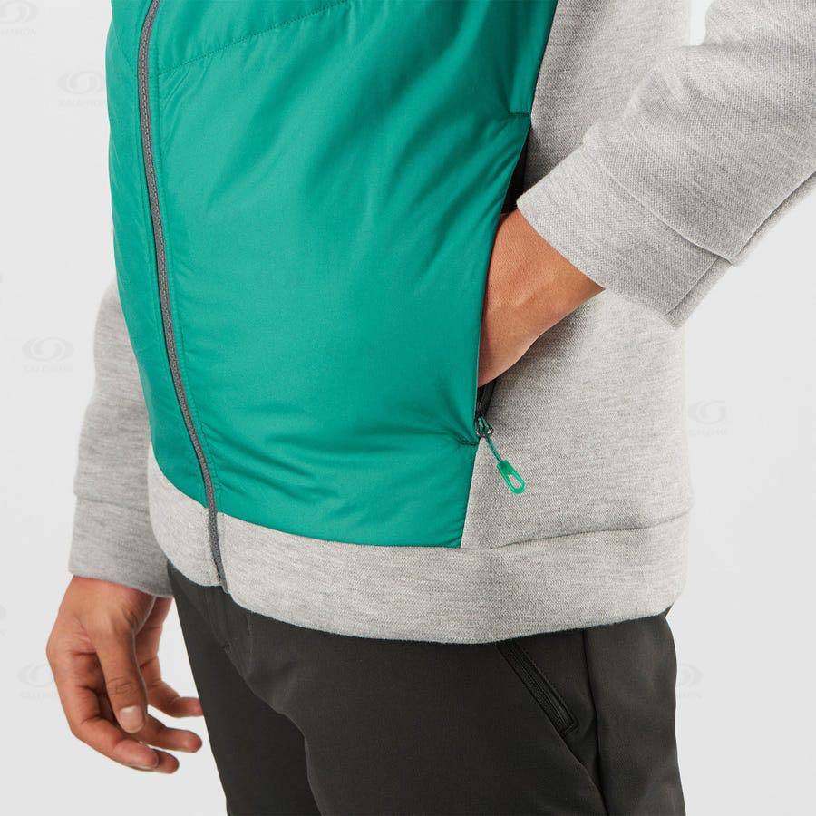 Green Salomon ESSENTIAL XWARM HYBRID Men's Hoodie | US-M1055