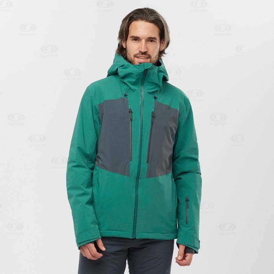 Green Salomon HIGHLAND Men's Ski Jackets | US-M2098