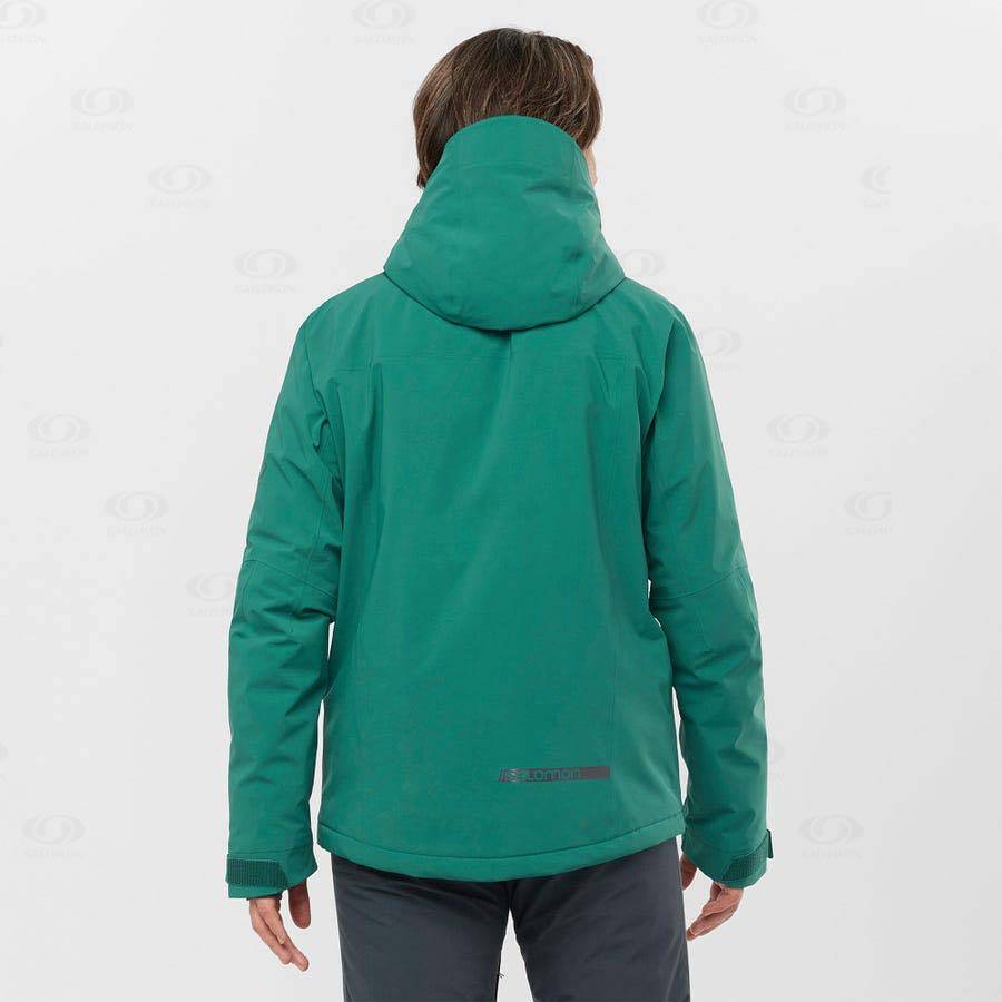 Green Salomon HIGHLAND Men's Ski Jackets | US-M2098