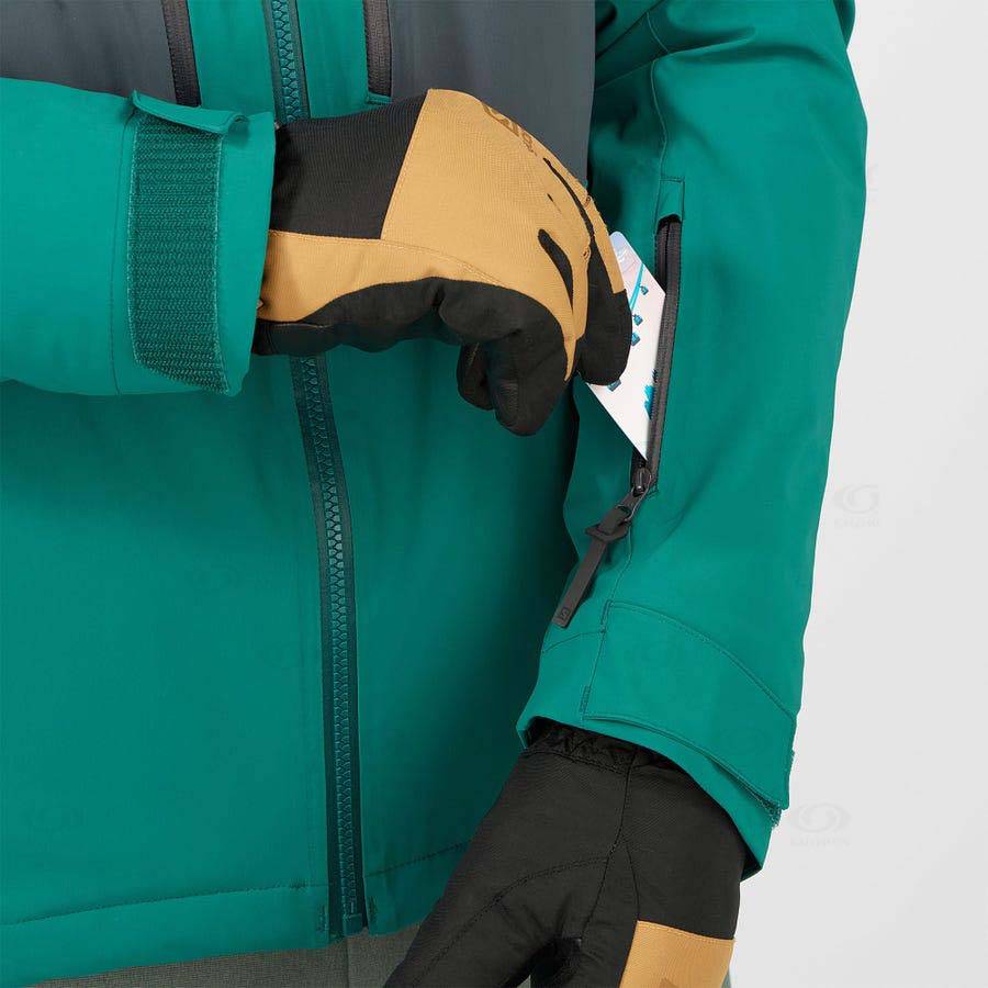 Green Salomon HIGHLAND Men's Ski Jackets | US-M2098