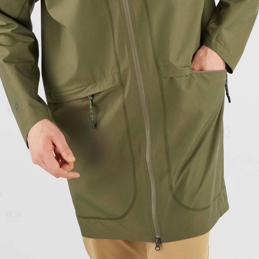 Green Salomon OUTLIFE LONG PACKABLE Men's Windbreakers Jacket | US-N2625