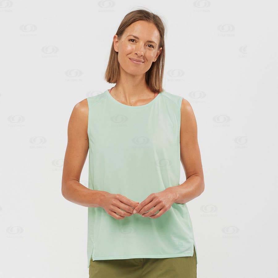 Green Salomon OUTLINE SUMMER Women's T Shirts | US-O1355