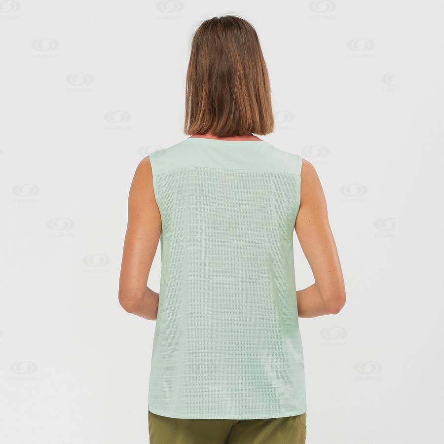 Green Salomon OUTLINE SUMMER Women's T Shirts | US-O1355