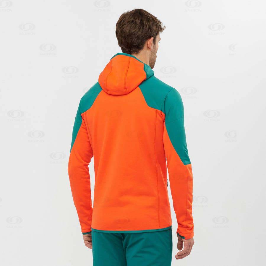 Green Salomon OUTLINE WARM HYBRID Men's Hoodie | US-S2199