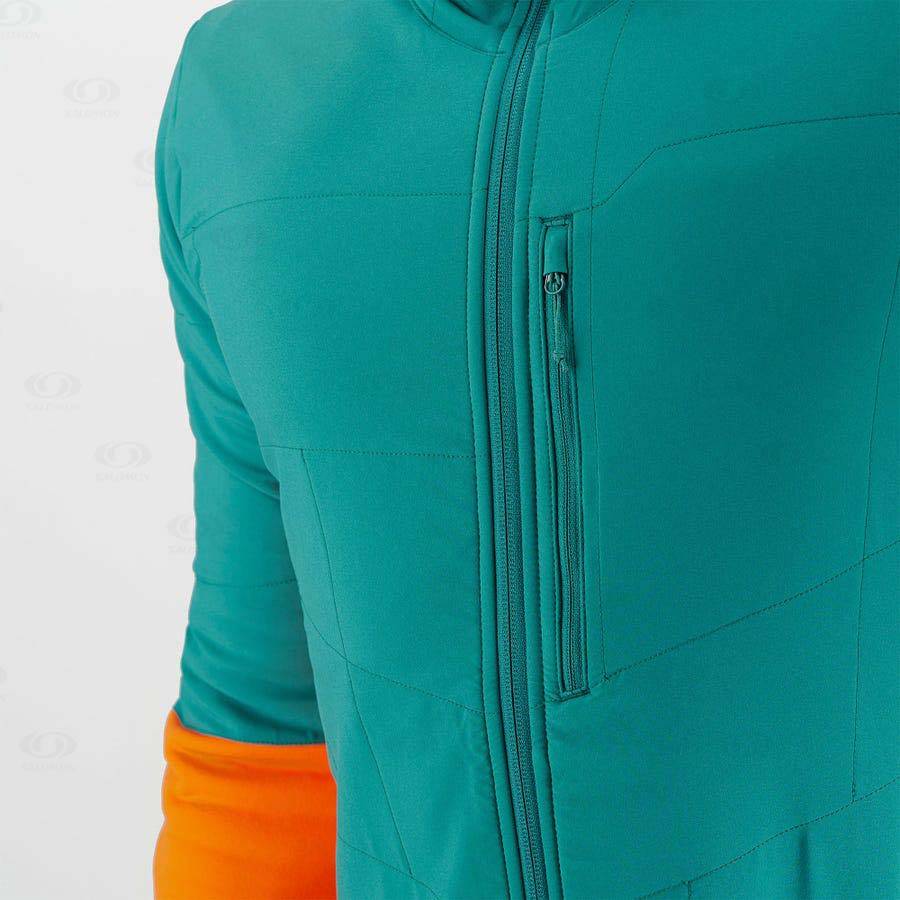 Green Salomon OUTLINE WARM HYBRID Men's Hoodie | US-S2199