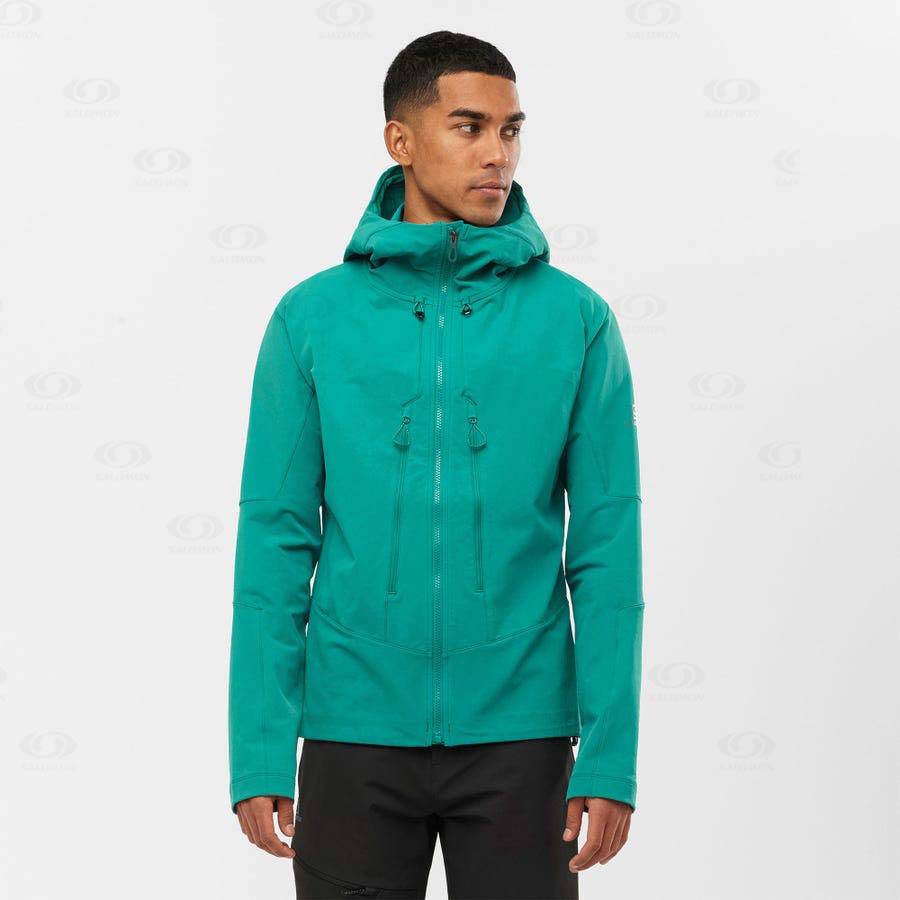 Green Salomon OUTPEAK SOFTSHELL Men's Softshell Jackets | US-O1712