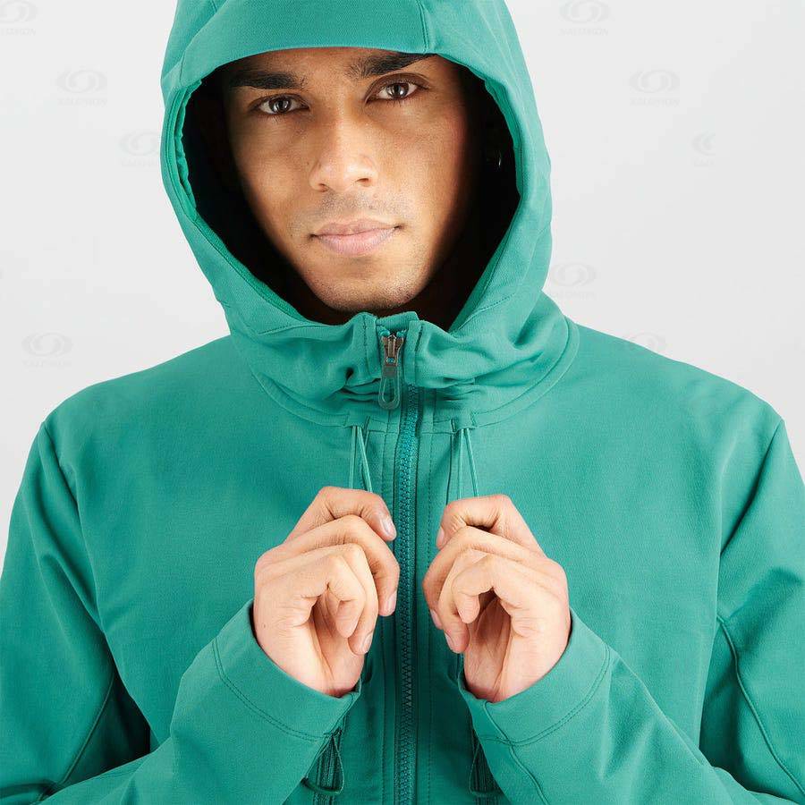 Green Salomon OUTPEAK SOFTSHELL Men's Softshell Jackets | US-O1712