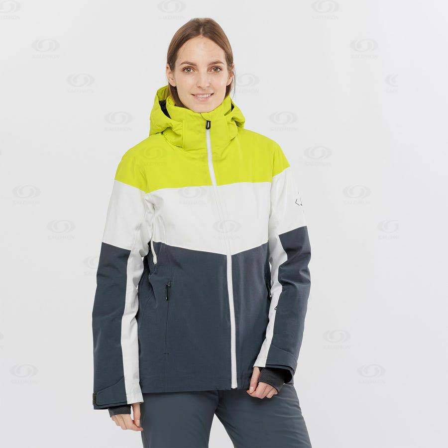 Green Salomon SLALOM Women's Ski Jackets | US-M2378