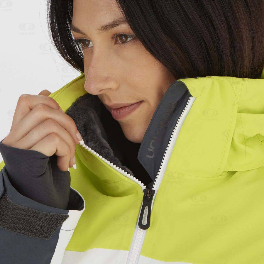 Green Salomon SLALOM Women's Ski Jackets | US-M2378