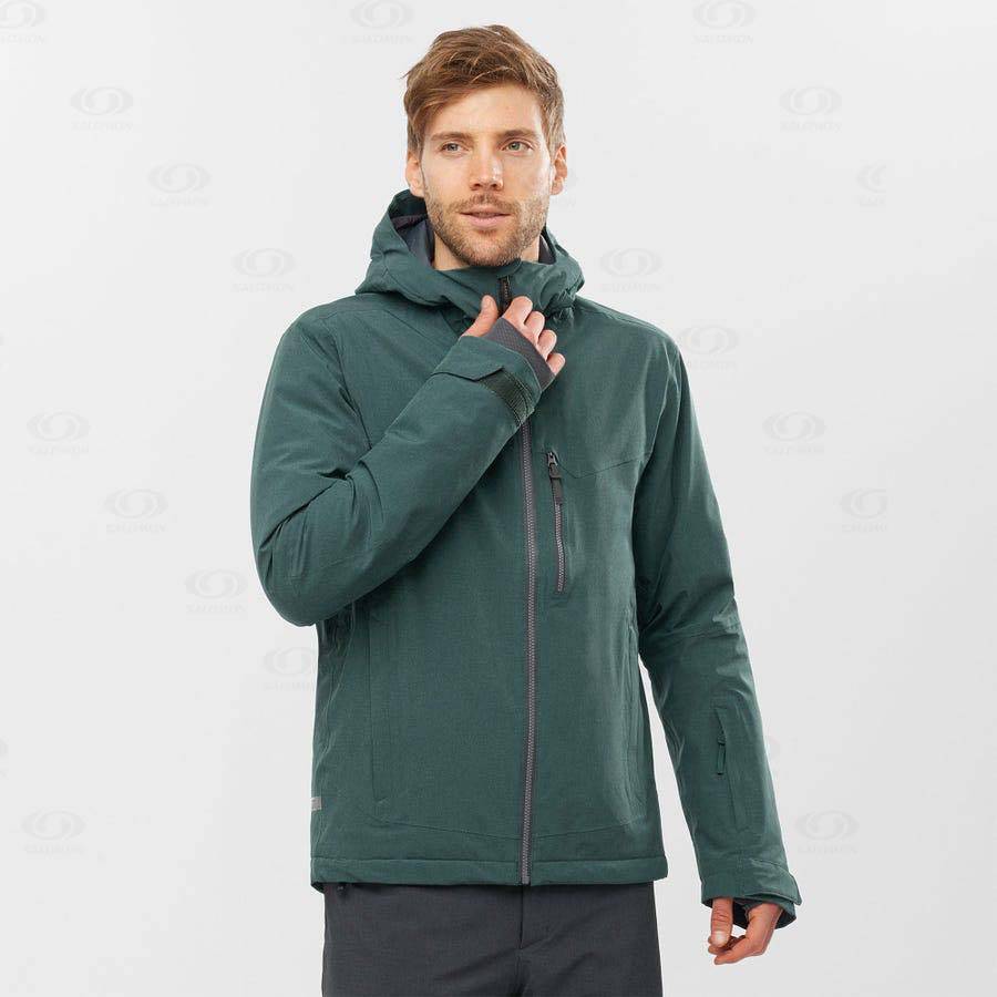 Green Salomon UNTRACKED Men's Ski Jackets | US-A1759