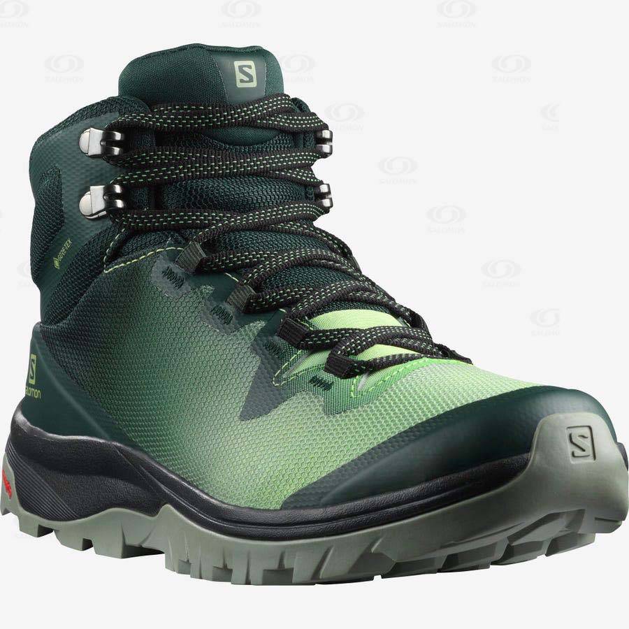 Green Salomon VAYA MID GORE-TEX Women's Hiking Shoes | US-W1690