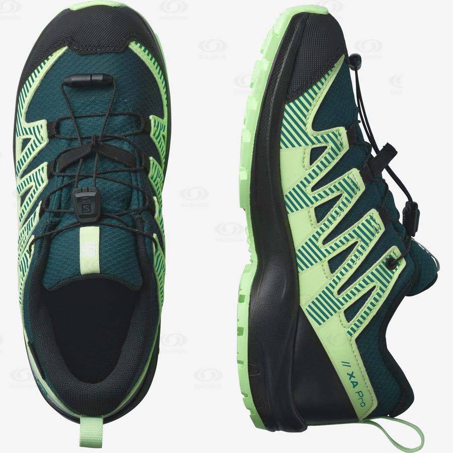 Green Salomon XA PRO V8 CLIMASALOMON™ WATERPROOF kids Trail Running Shoes | US-A1766